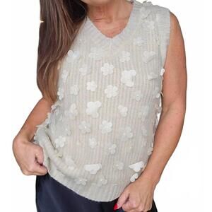 NEW CHARLIE B vested in flowers mesh vest in oat